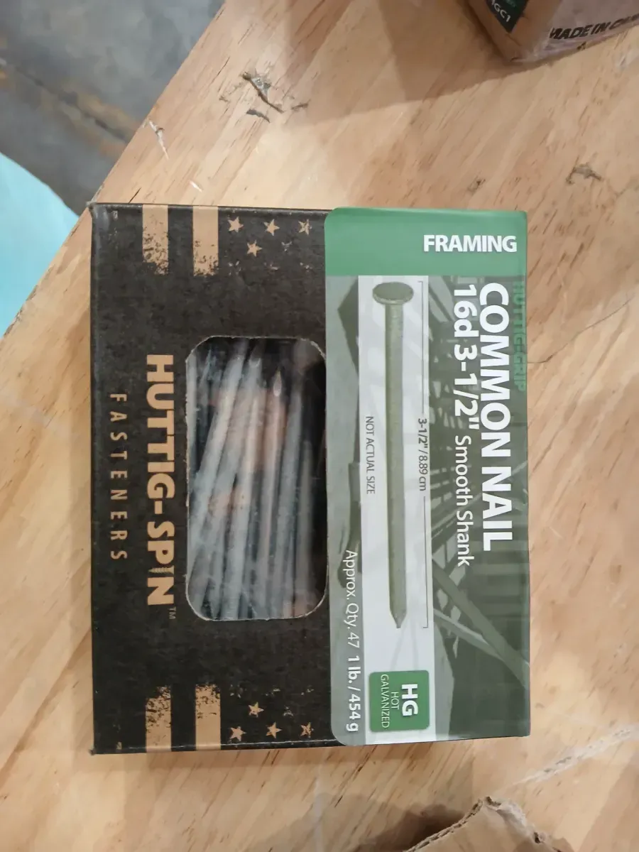 Huttig-Spin 16d 3-1/2" Hot Galvanized Common Framing Nails, 1 lb Box - image 1