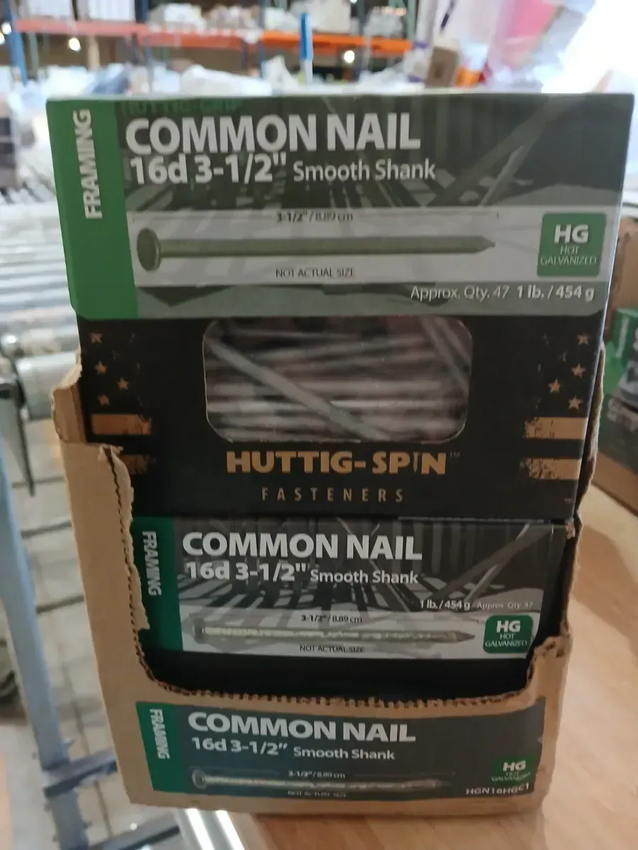 Huttig-Spin 16d 3-1/2" Hot Galvanized Common Framing Nails, 1 lb Box - image 2