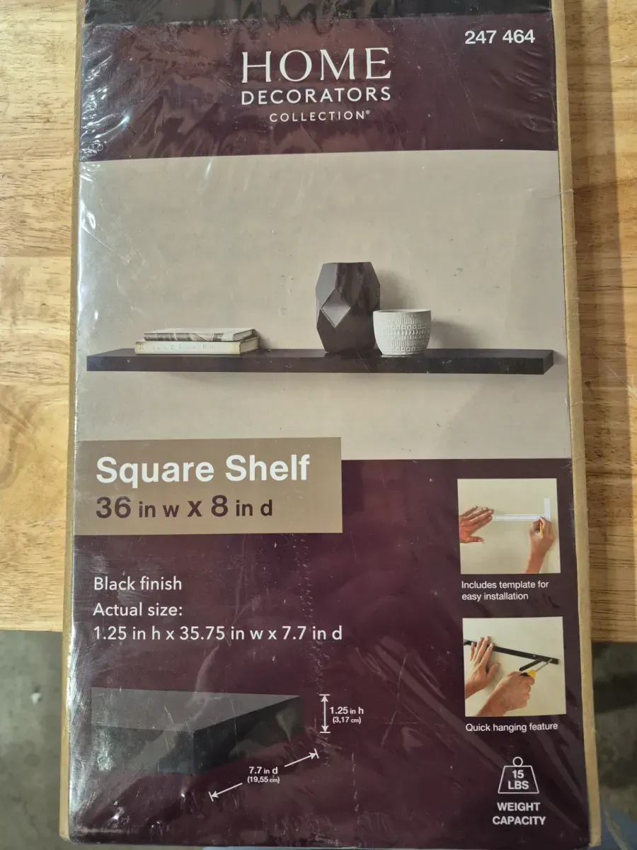 8 in. D x 36 in. L x 1-1/4 in. H Black Slim Shelf - image 2