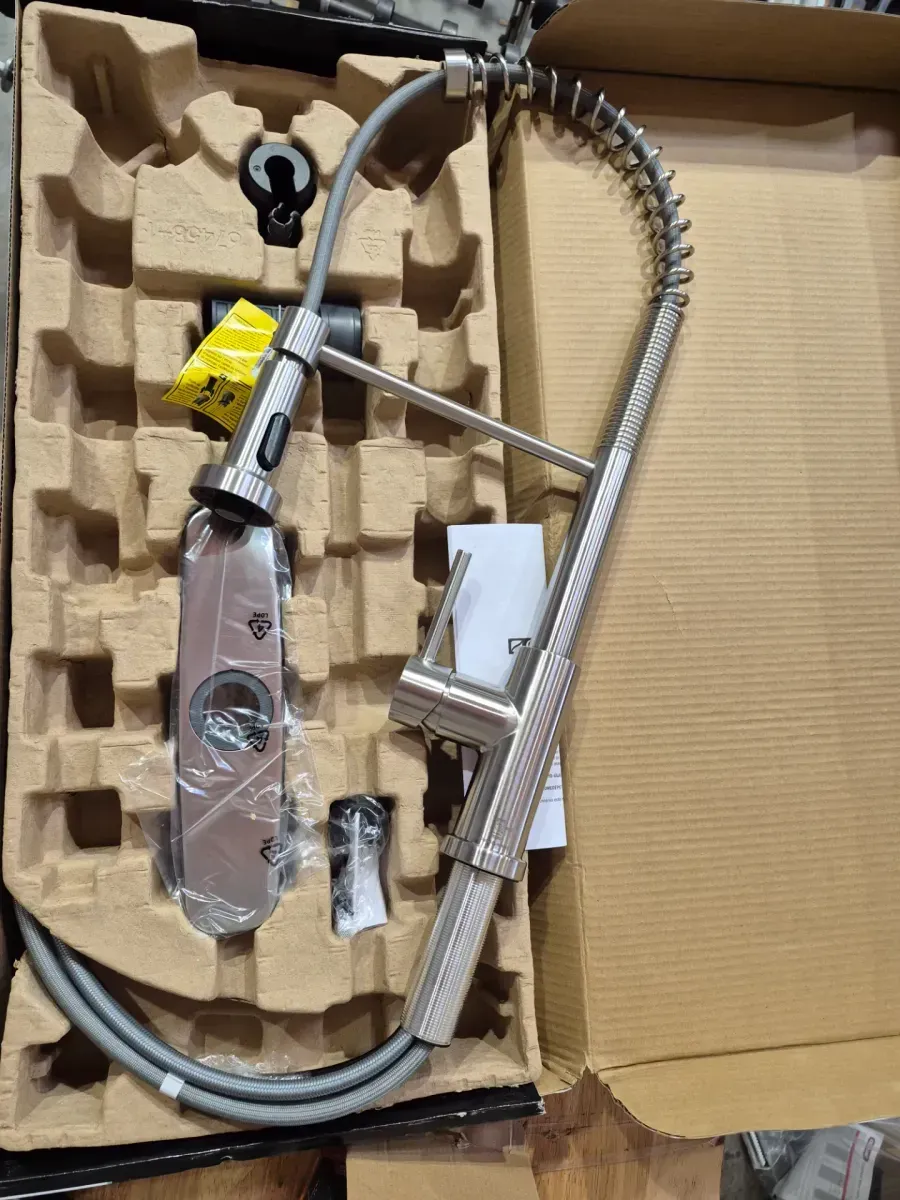 Paulina Single-Handle Spring Neck Pull Down Sprayer Kitchen Faucet in Stainless Steel - image 4