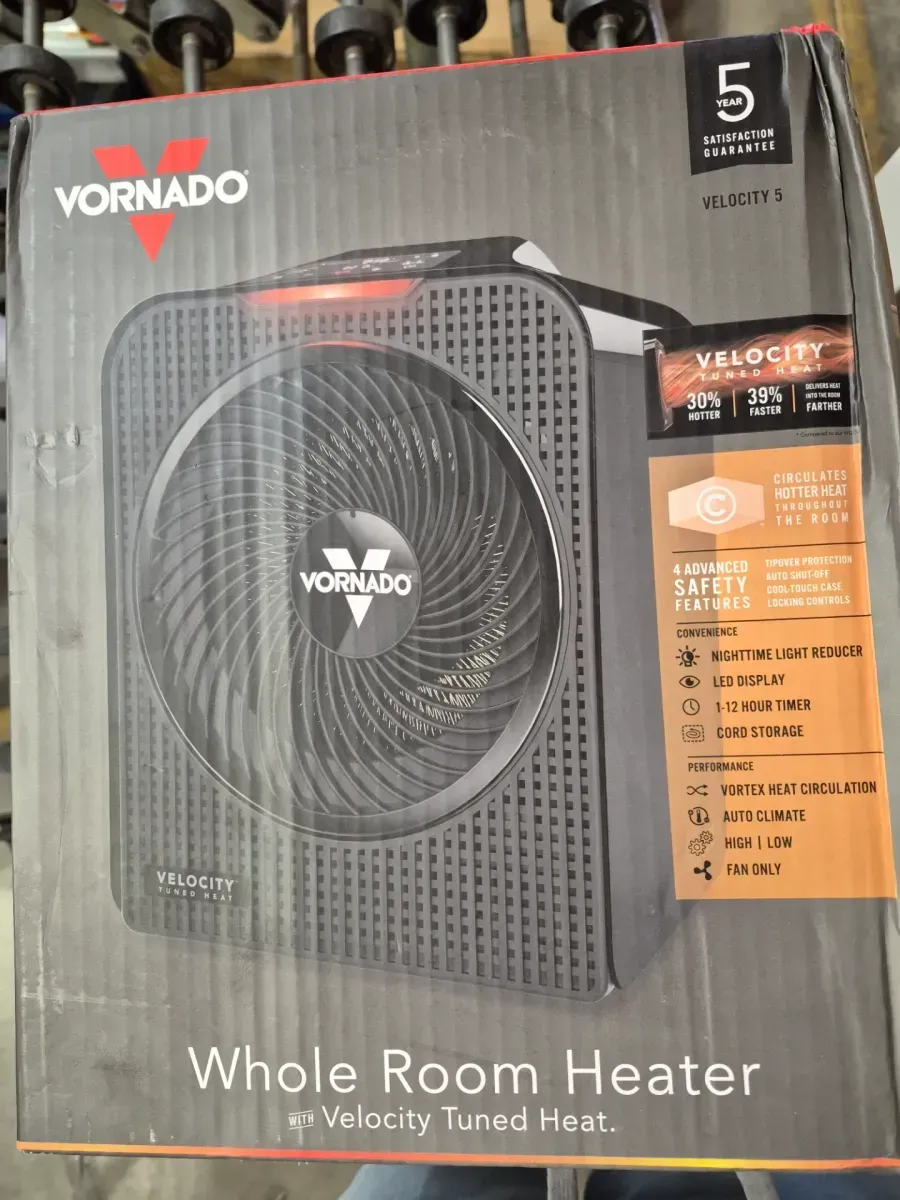 Forced Air Velocity 5 Whole Room 1500-Watt 5118 BTU Electric Space Fan Electric Heater Furnace, Black - image 2