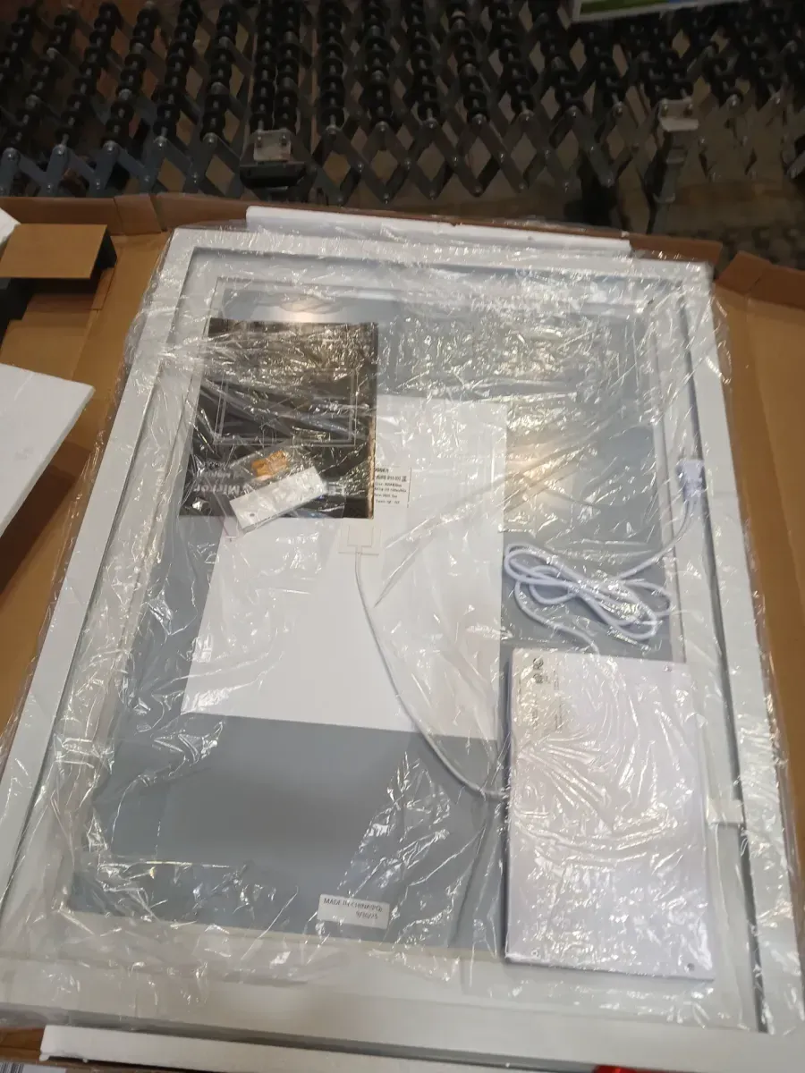 36 in. W x 28 in. H Rectangular Framed Wall Bathroom Vanity Mirror in White with LED Lights - image 3