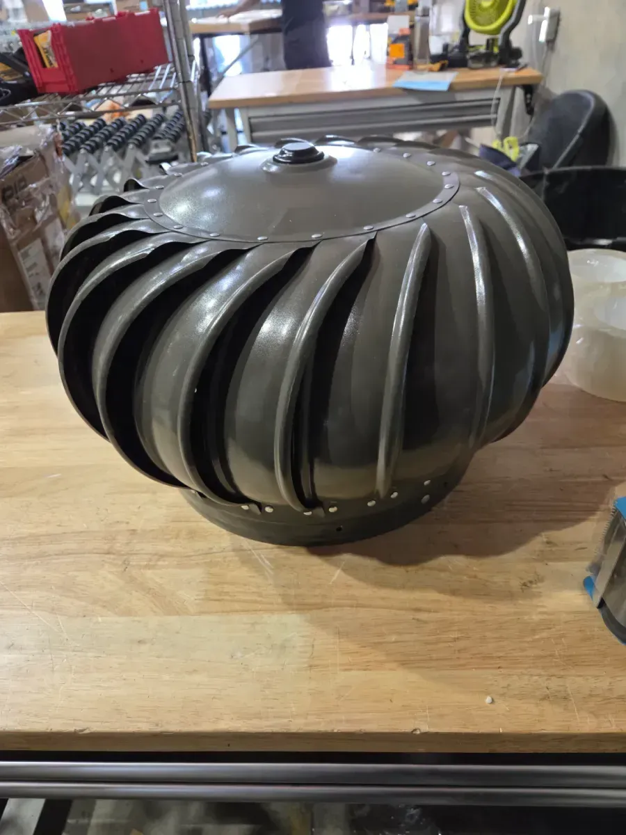 12 in. Weathered Wood Galvanized Steel Internally Braced Dual-Bearing Wind Roof Turbine - image 2