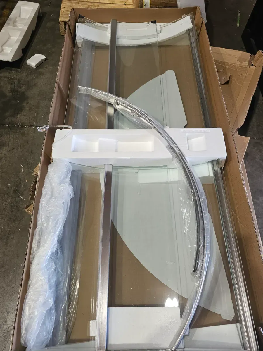 38 in. L x 38 in. W x 72 in. H Corner Shower Kit with Sliding Frameless Shower Door and Shower Pan - image 2