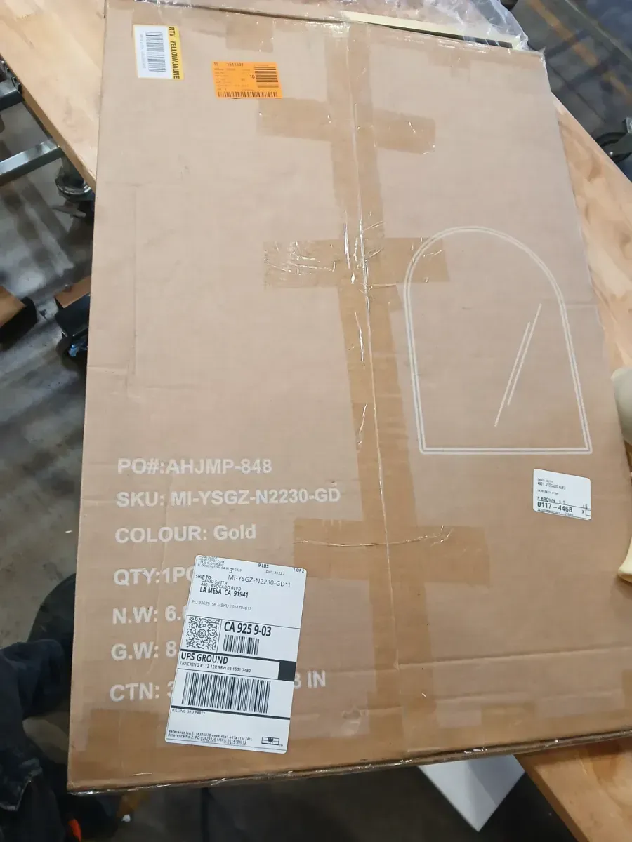 22 in. W x 30 in. H Arched Framed Wall Bathroom Vanity Mirror in Gold with Metal Frame - image 2