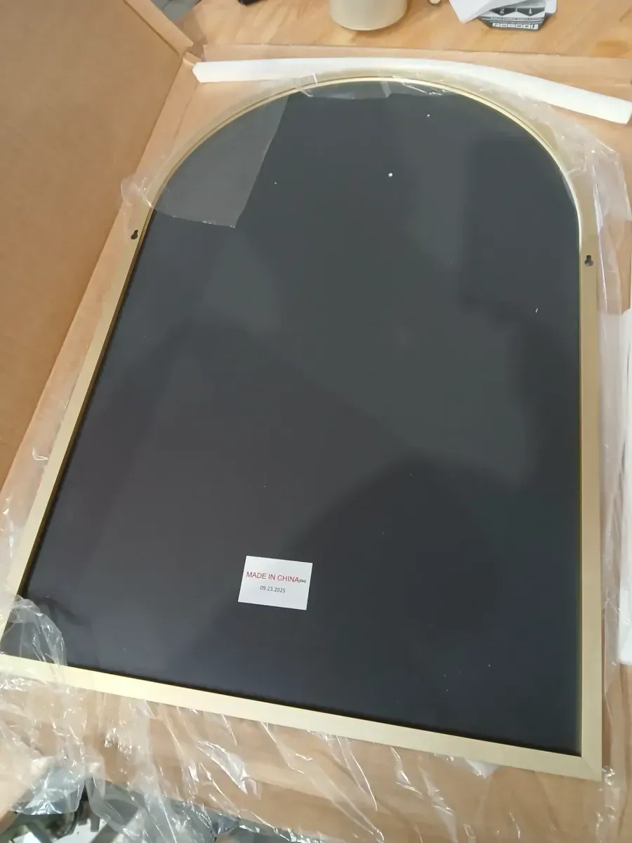 22 in. W x 30 in. H Arched Framed Wall Bathroom Vanity Mirror in Gold with Metal Frame - image 3