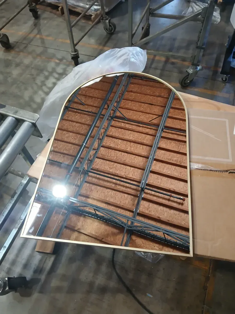 22 in. W x 30 in. H Arched Framed Wall Bathroom Vanity Mirror in Gold with Metal Frame - image 4