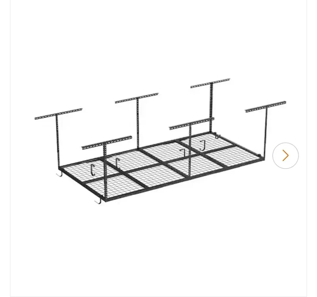 OHK Series 36 in. W x 96 in. D x 22-40 in. H Black Ceiling Mounted Overhead Garage Storage Rack with Accessory Hooks - image 1