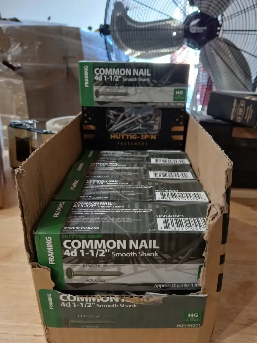Case of Huttig-Grip 4d 1-1/2" Common Framing Nails (1 lb Boxes) - image 2