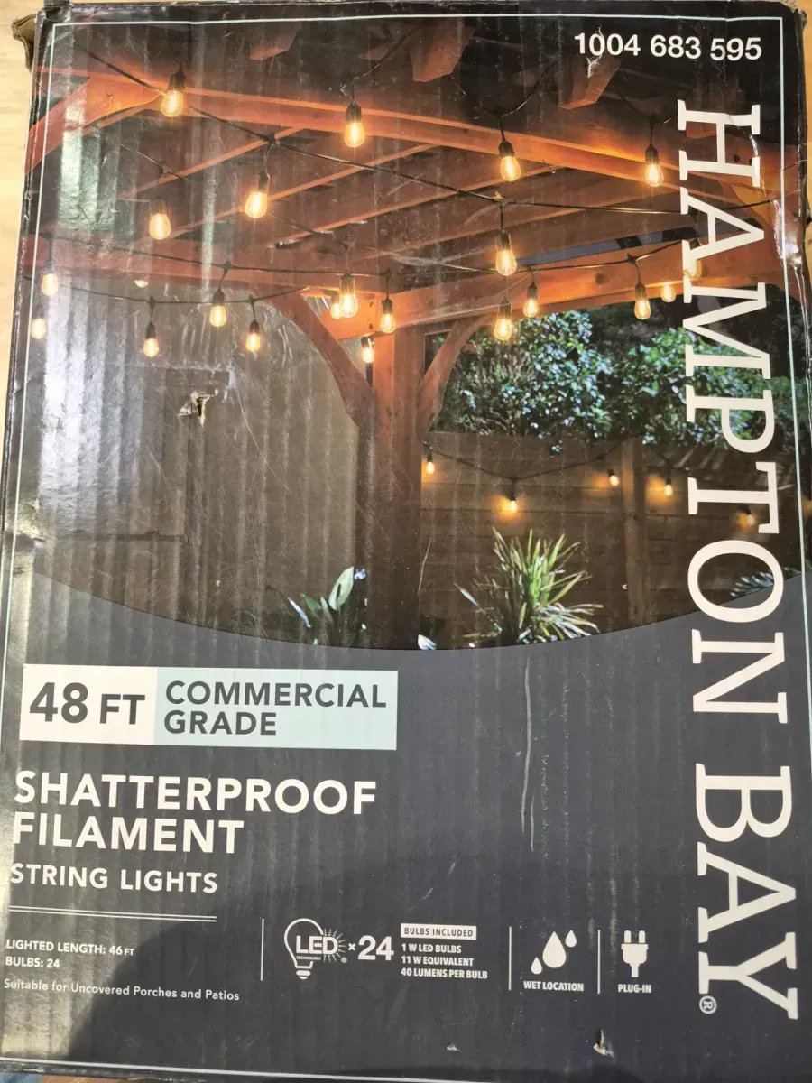 Hampton Bay 24-Light 48 ft. Plug-in Indoor/Outdoor Edison Patio String Light with S14 Single Filament LED Bulbs - image 3