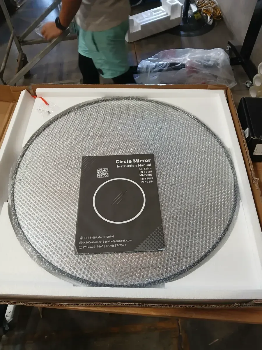 24 in. W x 24 in. H Round Framed Wall for Over Sink, Entryway, Living Room, Bathroom Vanity Mirror in Black  - image 3