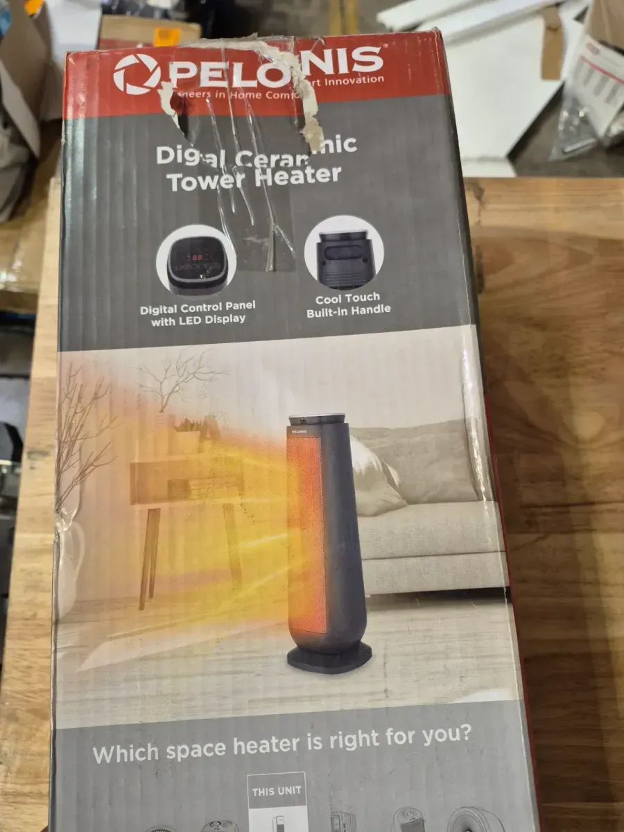 Pelonis 1500-Watt 23 in. Digital Tower Indoor Ceramic Heater Quiet Operation w/ Safety Overheat Protection and Fan Mode in Black (1500-Watt 23 in. Digital Tower Ceramic Heater and 1500-Watt Oil-Filled Radiant Electric Space Heater Combo) - image 2