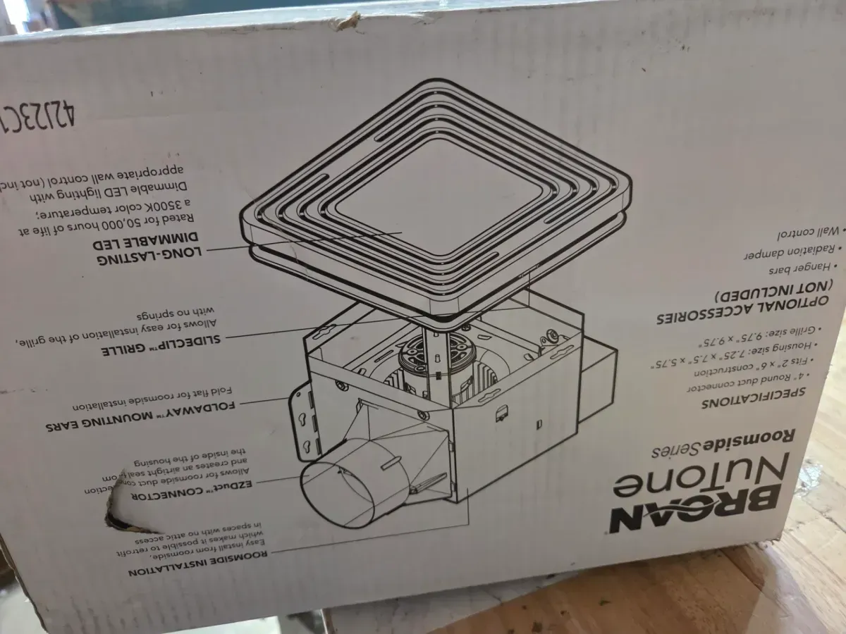 Broan-NuTone Roomside Series, White, 80 CFM, No Cut Roomside Installation with Light, ENERGY STAR, Bathroom Exhaust Fan - image 5