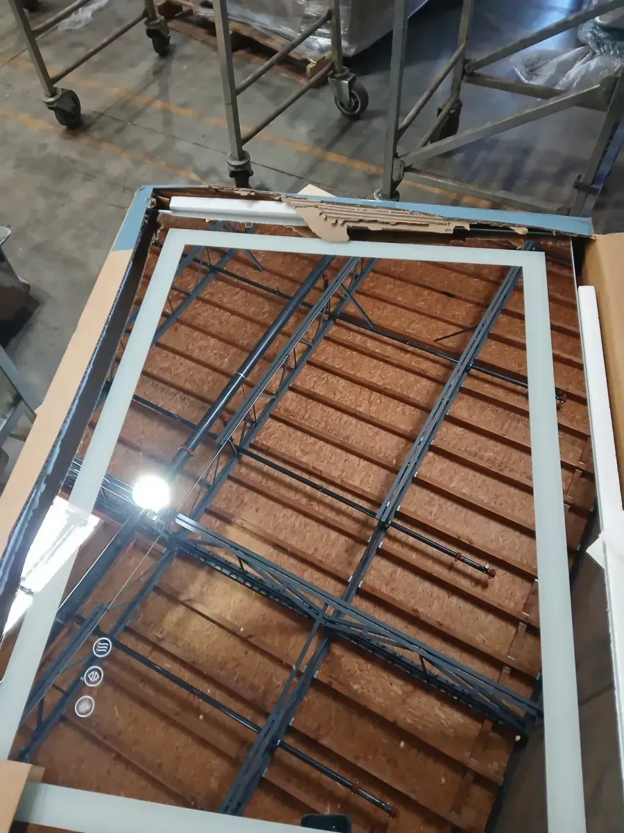 24 in. W x 32 in. H Rectangular Framed Hook Wall Bathroom Vanity Mirror in Black - image 3