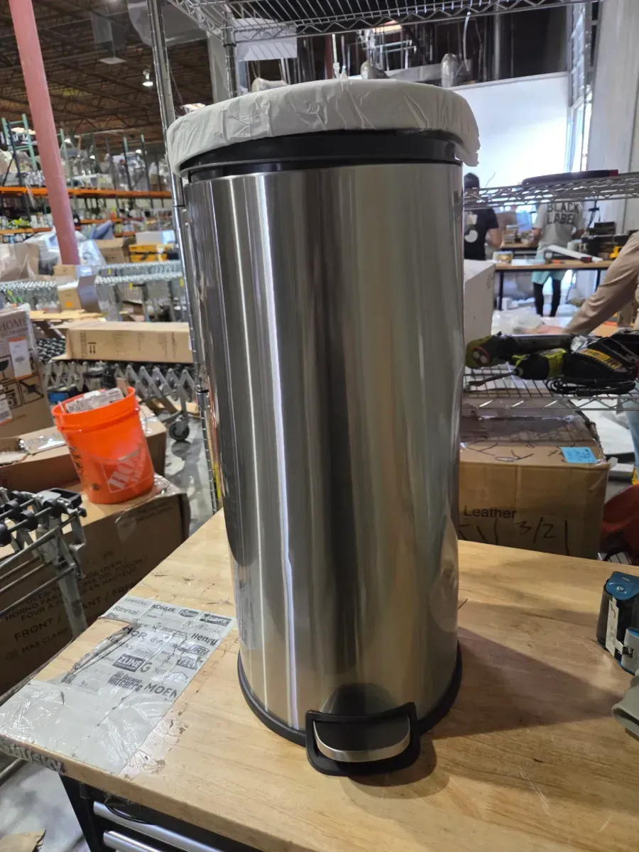 Round Stainless Steel Step Trash Can with Foot Pedal - image 1