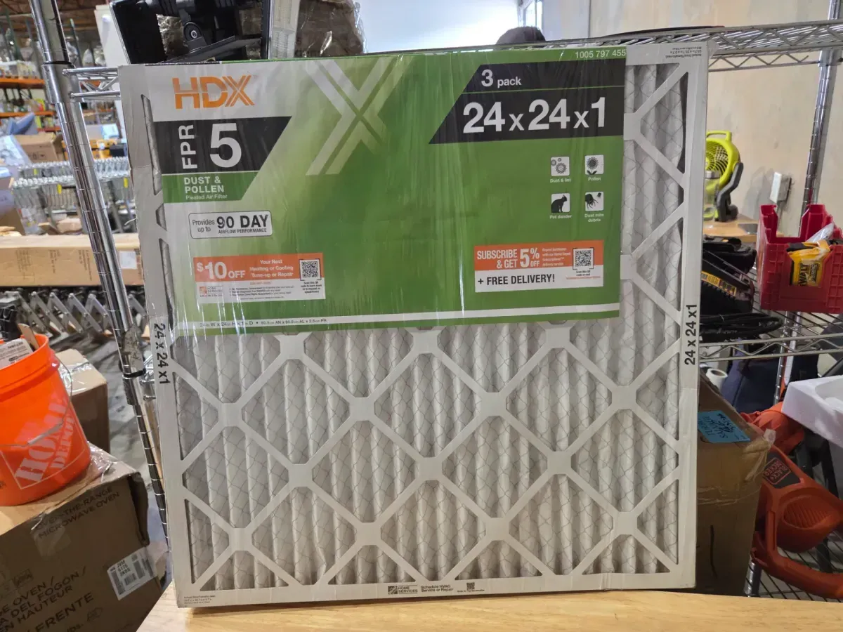 HDX 24x24x1 FPR 5 Dust & Pollen Pleated Air Filter (3-Pack) - image 1