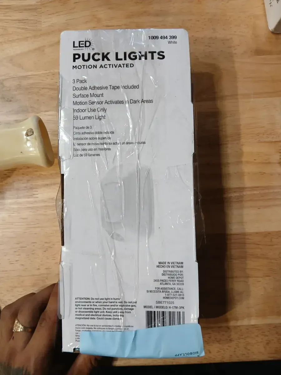 3 in. Square White Integrated LED Battery Operated Puck Light with Motion Sensor (3-Pack) - image 3