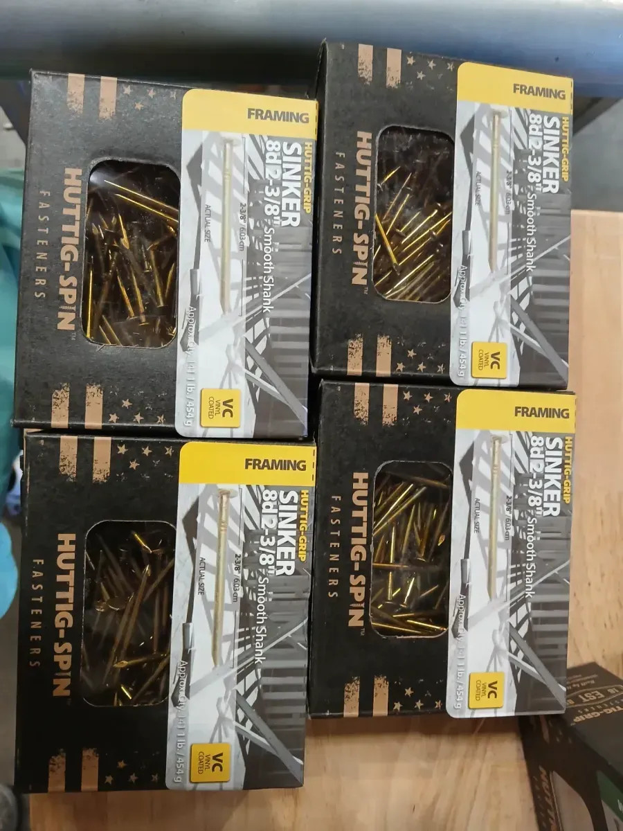 Huttig-Grip Sinker Framing Nails, 8d 2-3/8", Smooth Shank, 1 lb Box (Lot of 4) - image 1