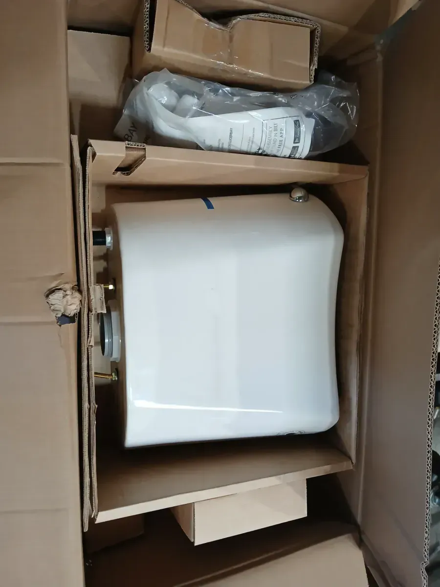 12 in. Rough In Two-Piece 1.28 GPF Single Flush Round Toilet in Biscuit, Seat Included - image 9