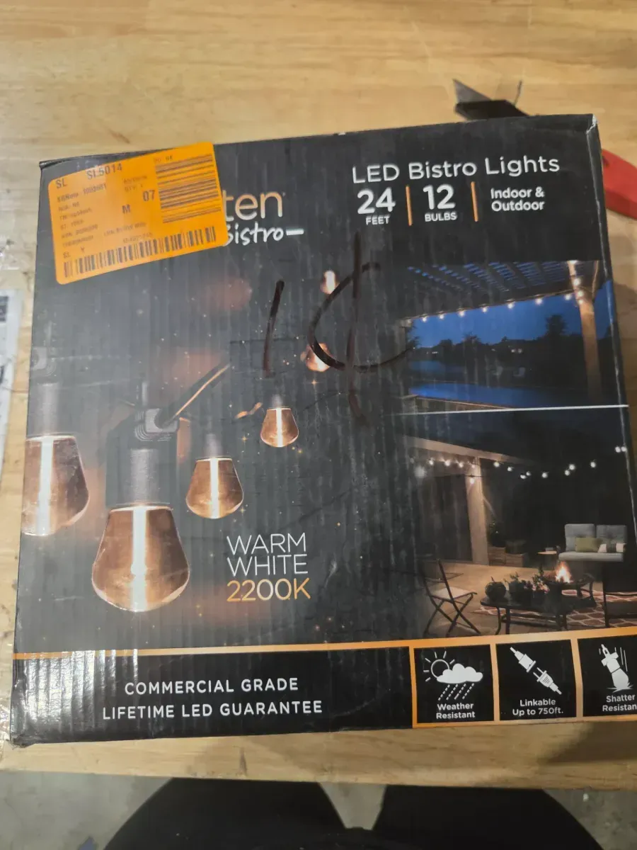 12 Bulb 24 ft. Outdoor/Indoor Bistro LED String Light, Acrylic Edison Bulbs - image 4