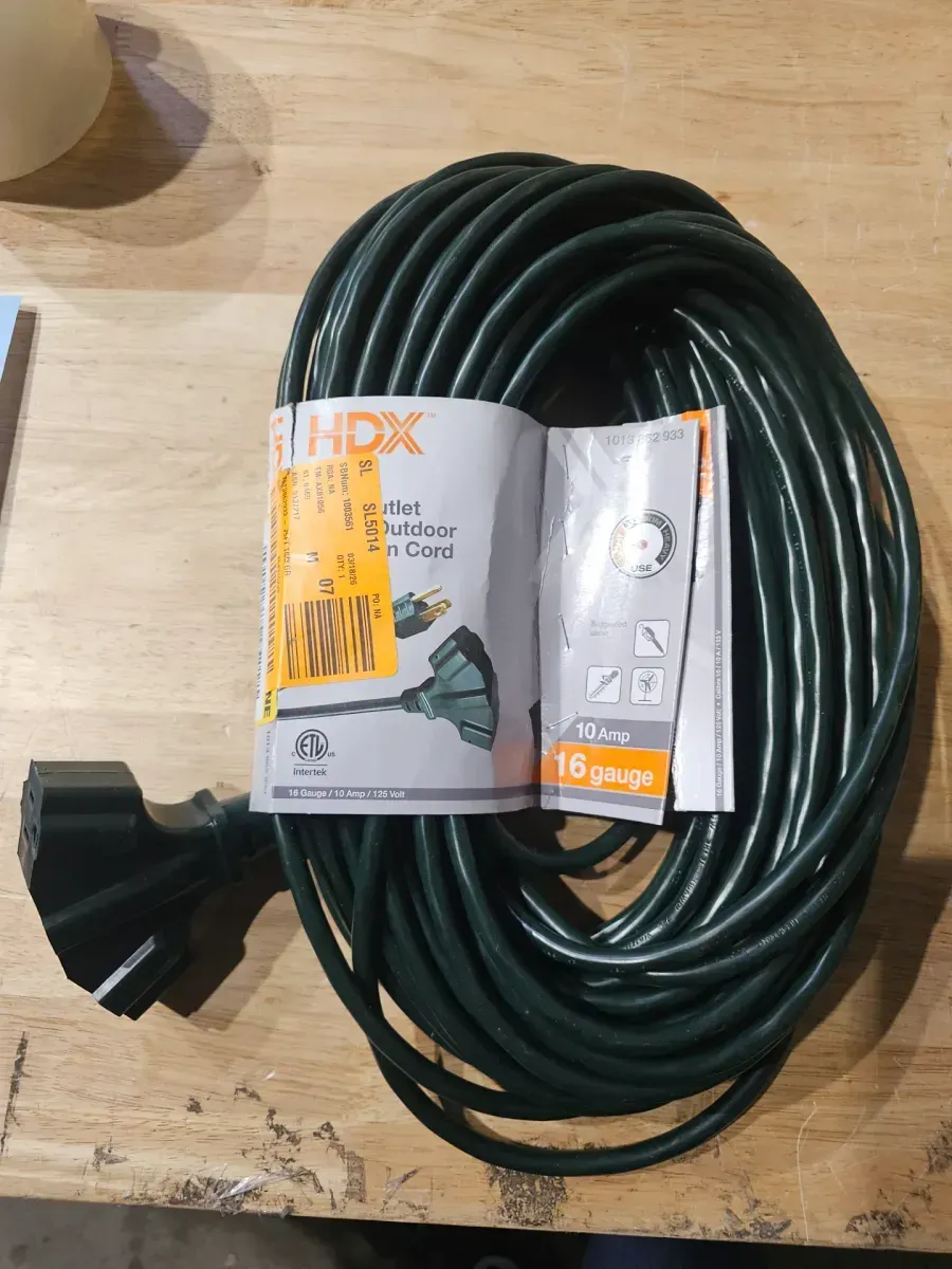 75 ft. 16/3 Light Duty Indoor/Outdoor Extension Cord with Multiple Outlet Triple Tap End, Green - image 2