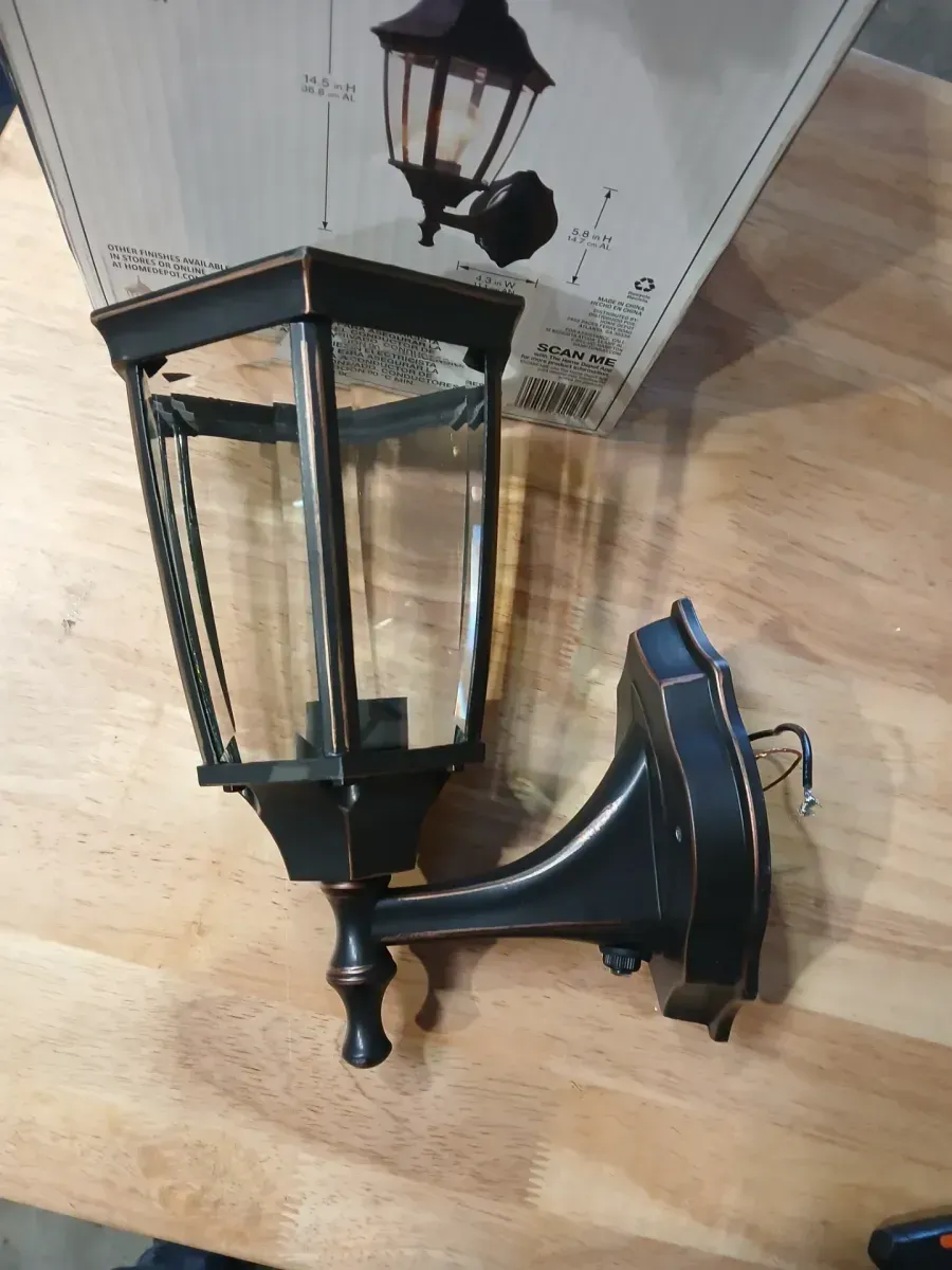 14.5 in. 1-Light Oil-Rubbed Bronze Hardwired Dusk-to-Dawn Outdoor Wall Light Lantern Sconce with No Bulb Included - image 3