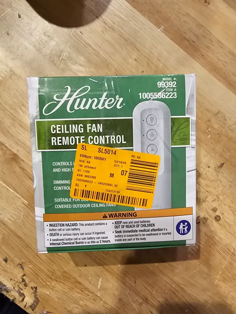 Universal 3 Speed Damp Rated Ceiling Fan Handheld Remote Control White - image 4