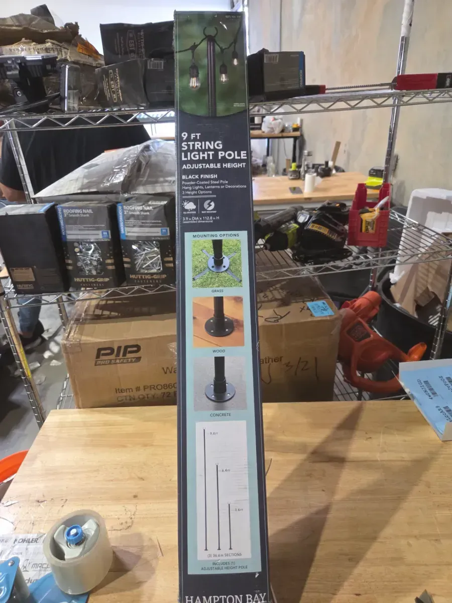 9.8 ft. String Light Pole in Black (1-Pack) - image 5