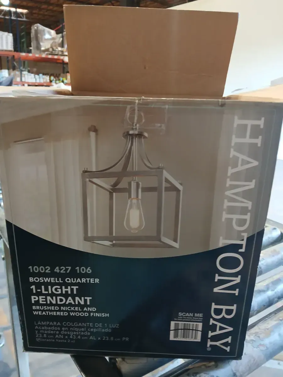 Boswell Quarter 1-Light Brushed Nickel Mini-Pendant with Weathered Wood Accents - image 4