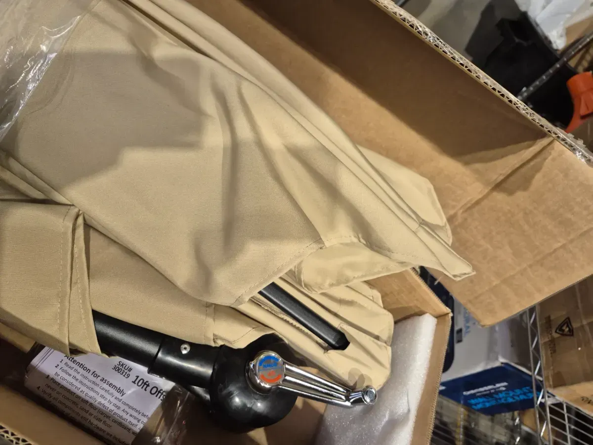 ABBLE 10ft Offset Cantilever Patio Umbrella with Base - Beige - image 3