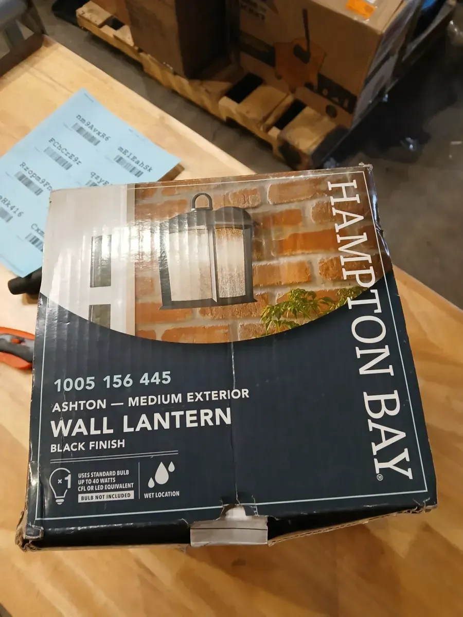 Ashton 10.87 in. 1-Light Black Hardwired Outdoor Wall Light Lantern Sconce with Seeded Glass and with No Bulb Included - image 3