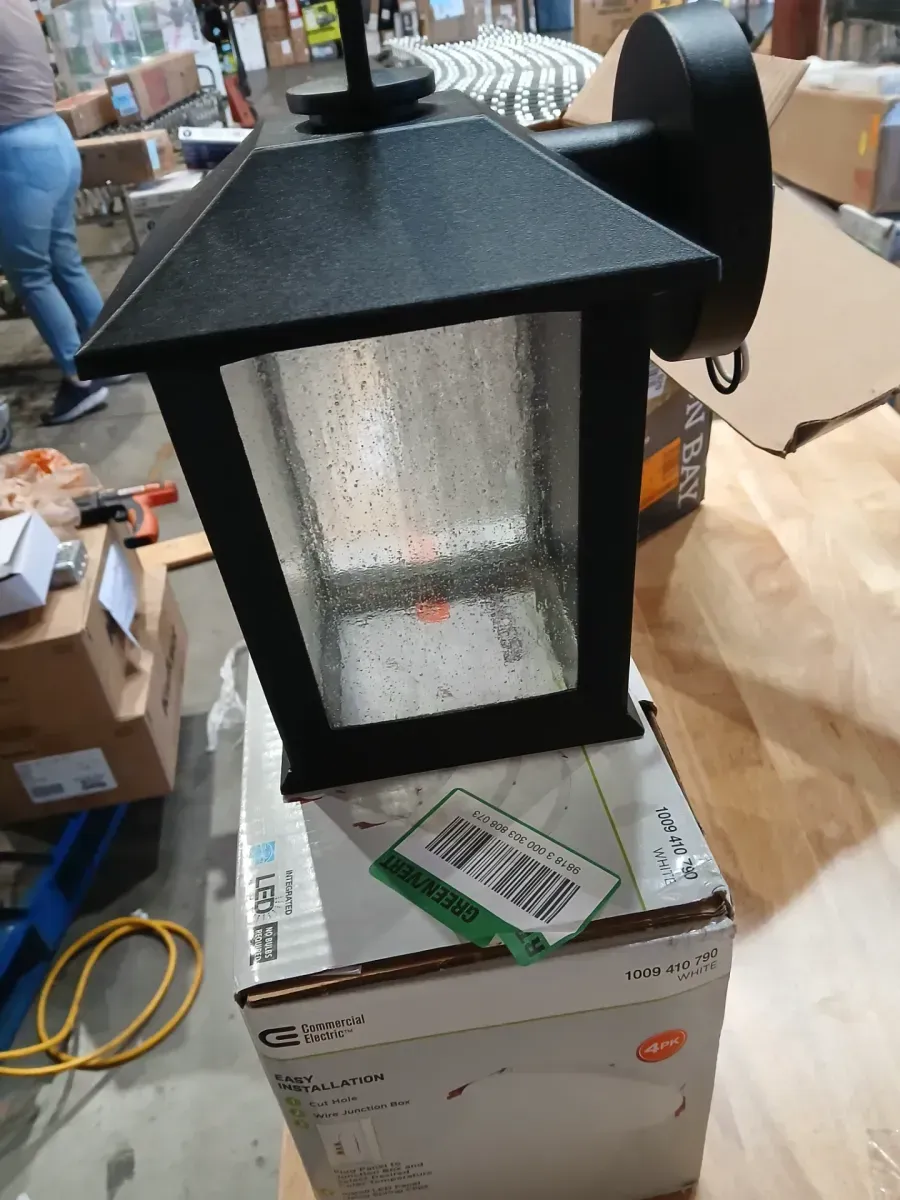 Ashton 10.87 in. 1-Light Black Hardwired Outdoor Wall Light Lantern Sconce with Seeded Glass and with No Bulb Included - image 5