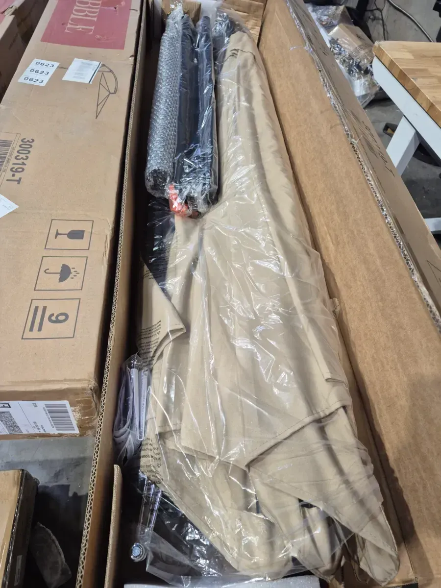 StyleWell 10 ft. Steel Cantilever Market Tilt Patio Umbrella in Putty - image 4