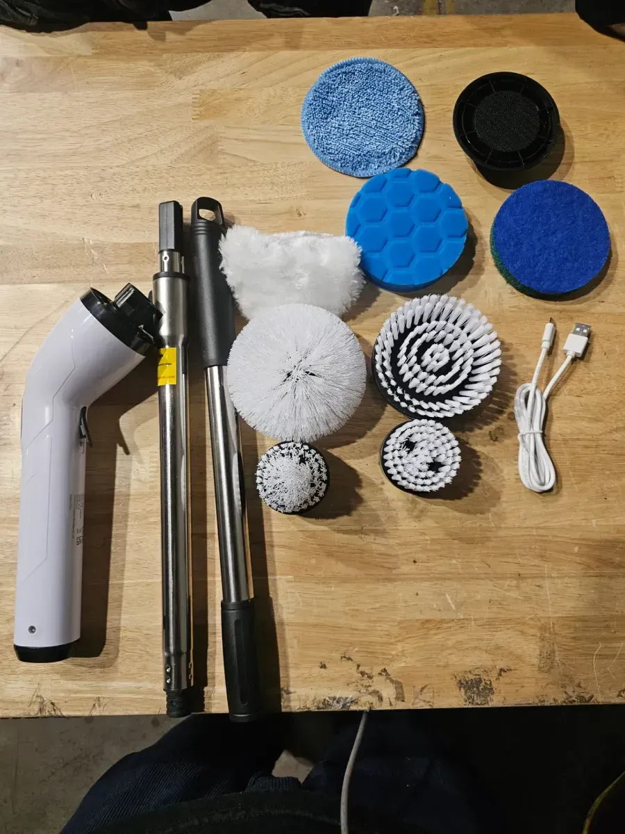 Cordless Power Scrubber, IPX7 Waterpoof Electric Spin Scrubber Cleaning Brush with 8 Brush Heads and Adjustable Handle - image 3