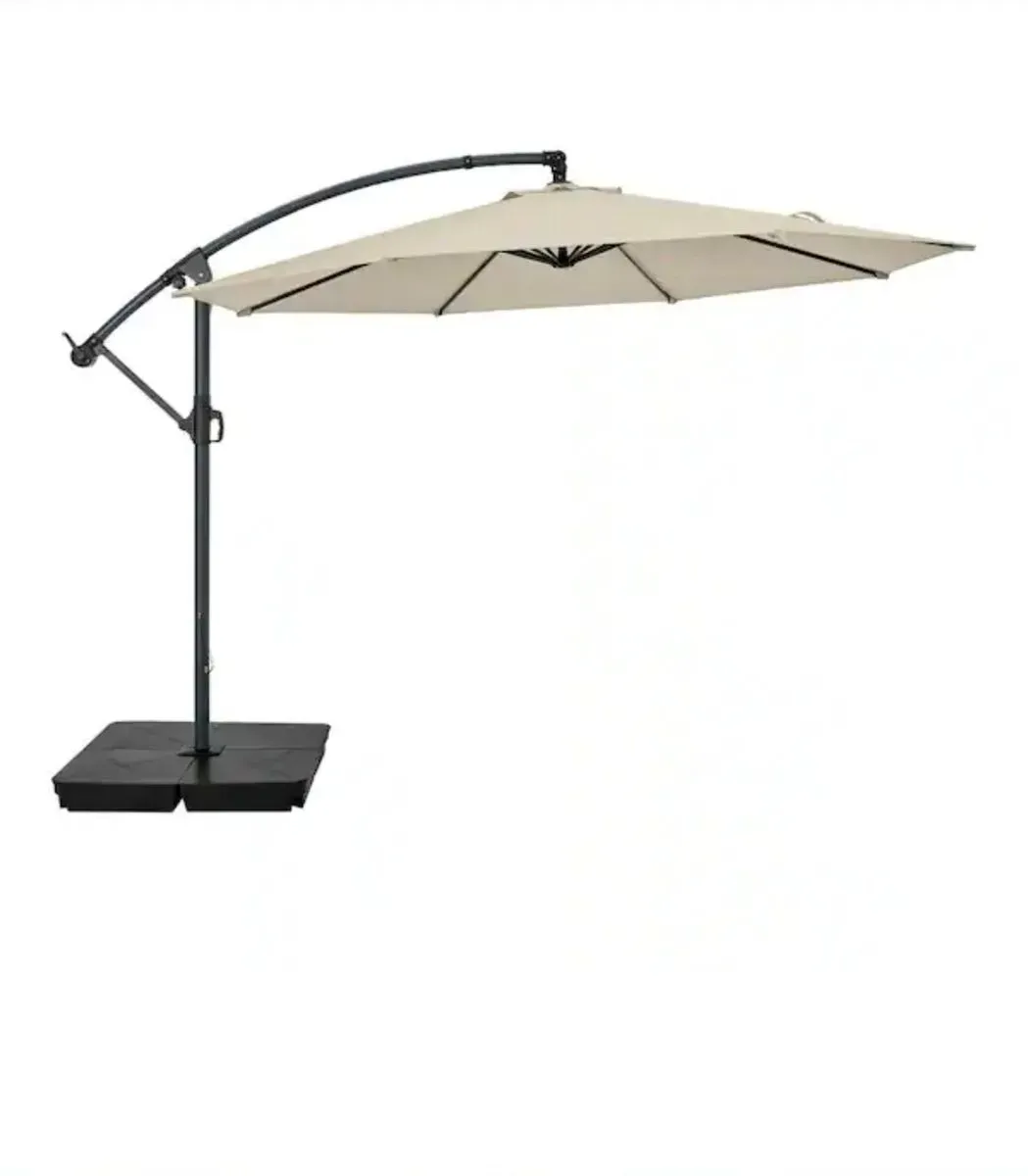 ABLE Cantilever Offset Patio Umbrella with Weighted Base, Beige - image 1