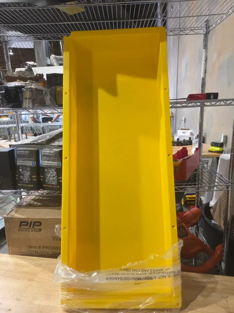 Heavy-Duty Yellow Plastic Industrial Trough Bin (Damaged) - image 1