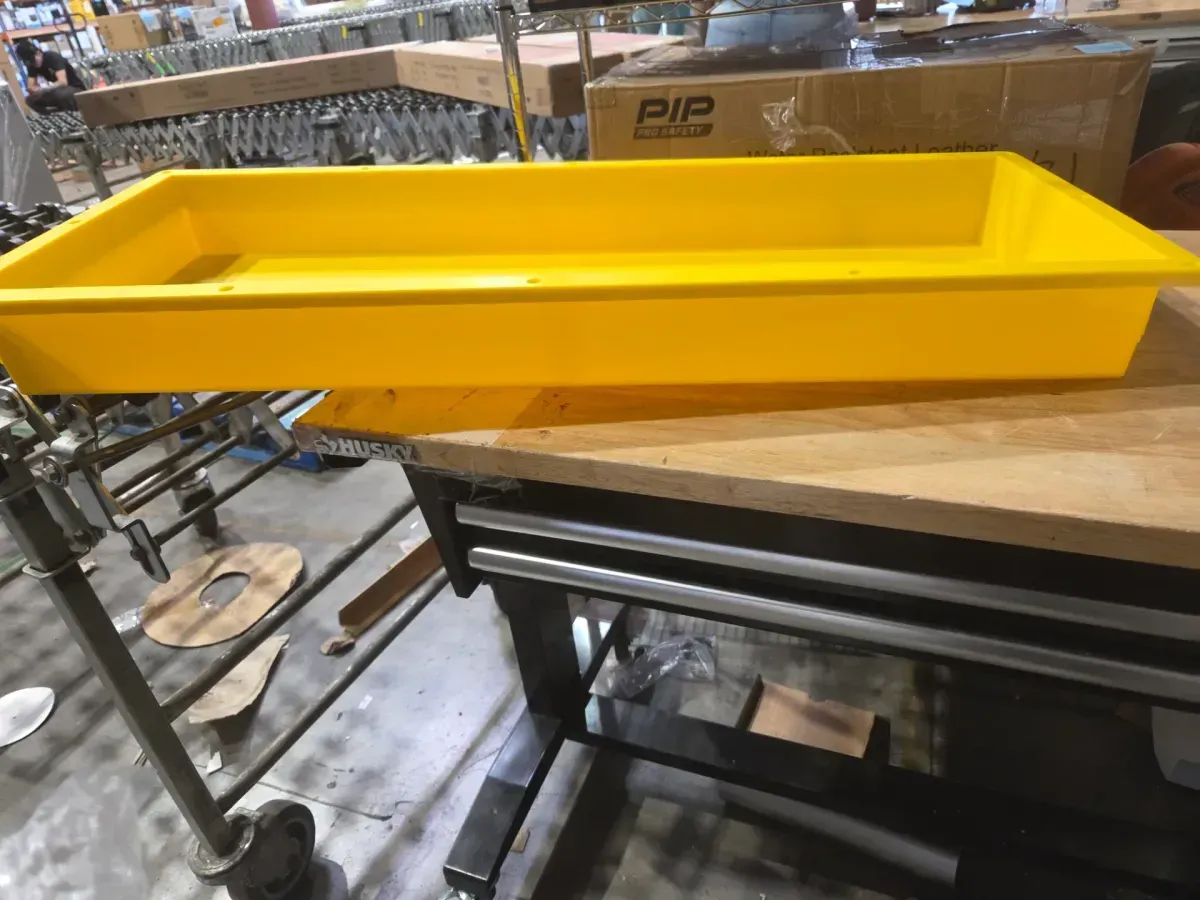 Heavy-Duty Yellow Plastic Industrial Trough Bin (Damaged) - image 2