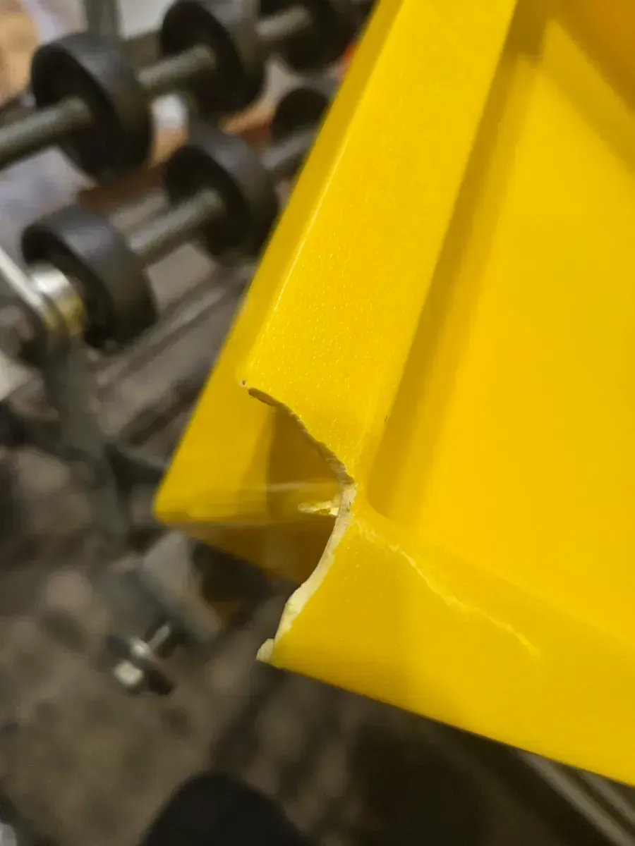 Heavy-Duty Yellow Plastic Industrial Trough Bin (Damaged) - image 3