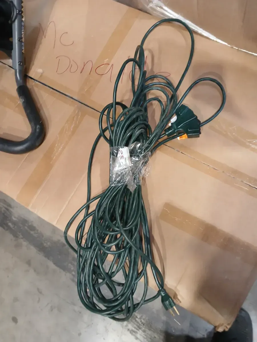 75 ft. 16/3 Light Duty Indoor/Outdoor Extension Cord with Multiple Outlet Triple Tap End, Green - image 2