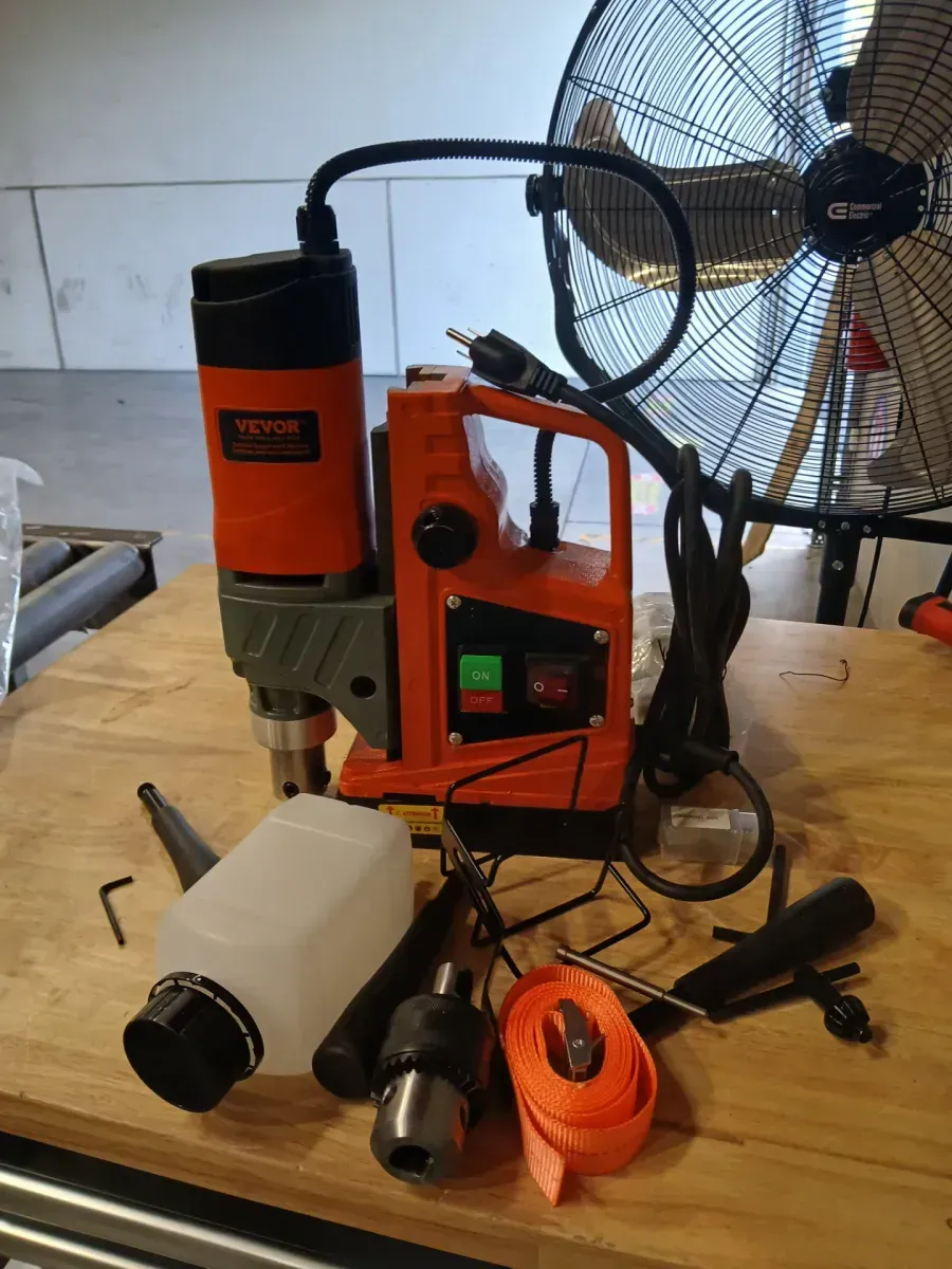 Magnetic Drill, 1450W Motor 1.6 in. Boring Diameter, 2810 lbf. Portable Electric Mag Drill Press, with 11 Coring Bits - image 3