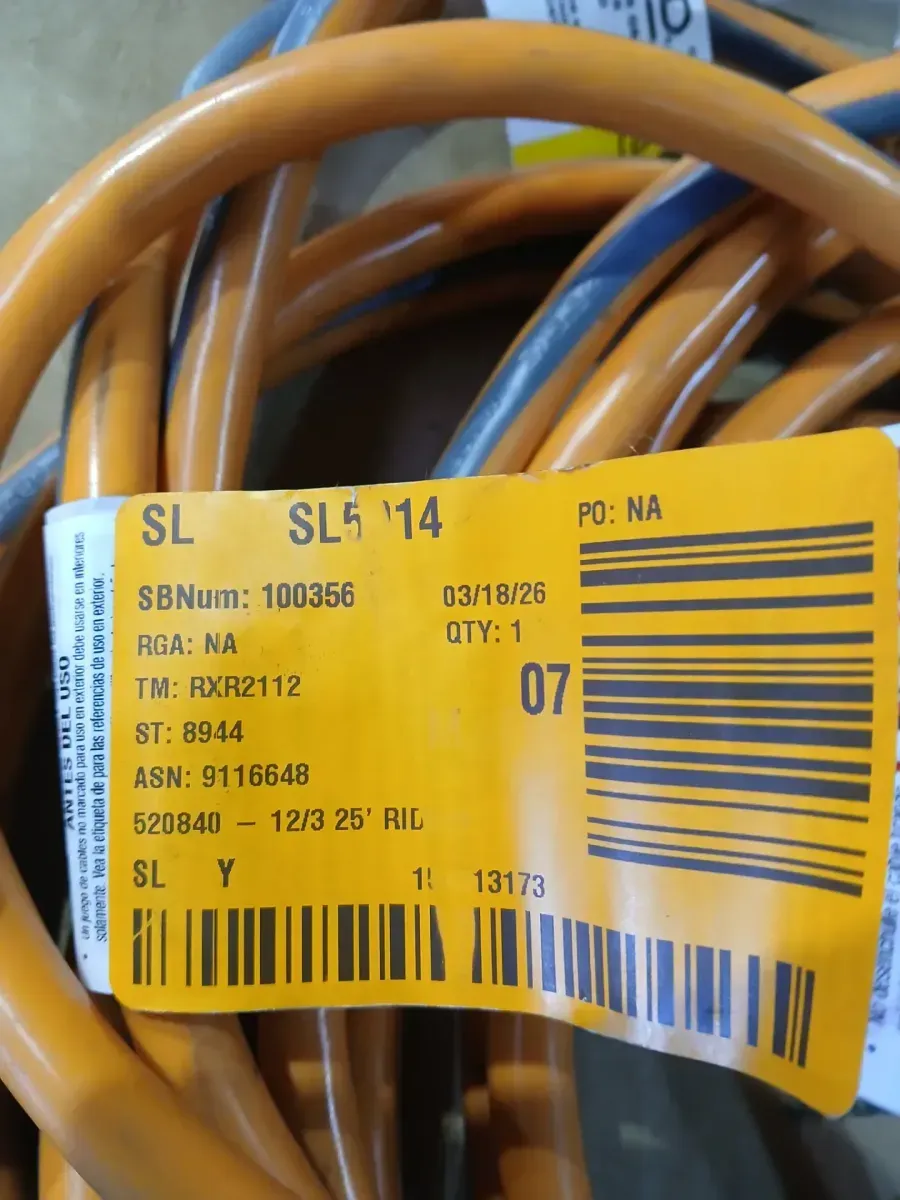 25 ft. 12/3 Heavy Duty Indoor/Outdoor Extension Cord with Lighted End, Orange/Grey - image 3