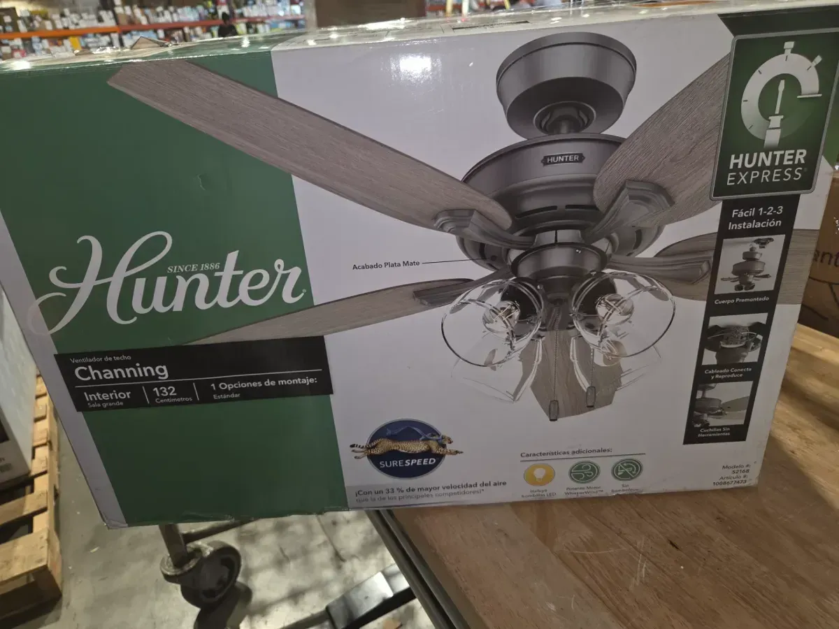 Channing 52 in. Hunter Express Indoor Matte Silver Ceiling Fan with Light Kit Included - image 8
