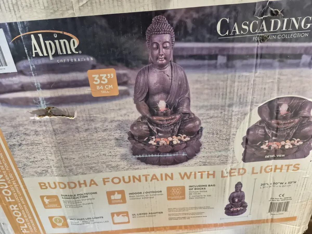 33 in. Tall Indoor/Outdoor Meditating Buddha Water Fountain, Bronze - image 2