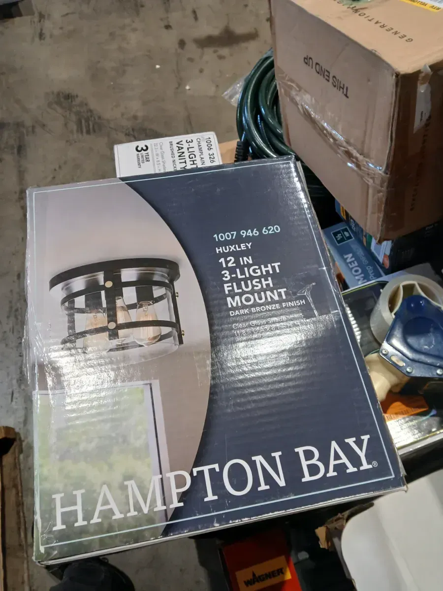 Huxley 11.9 in. 3-Light Dark Bronze Flush Mount Ceiling Light with Clear Glass Shade - image 2