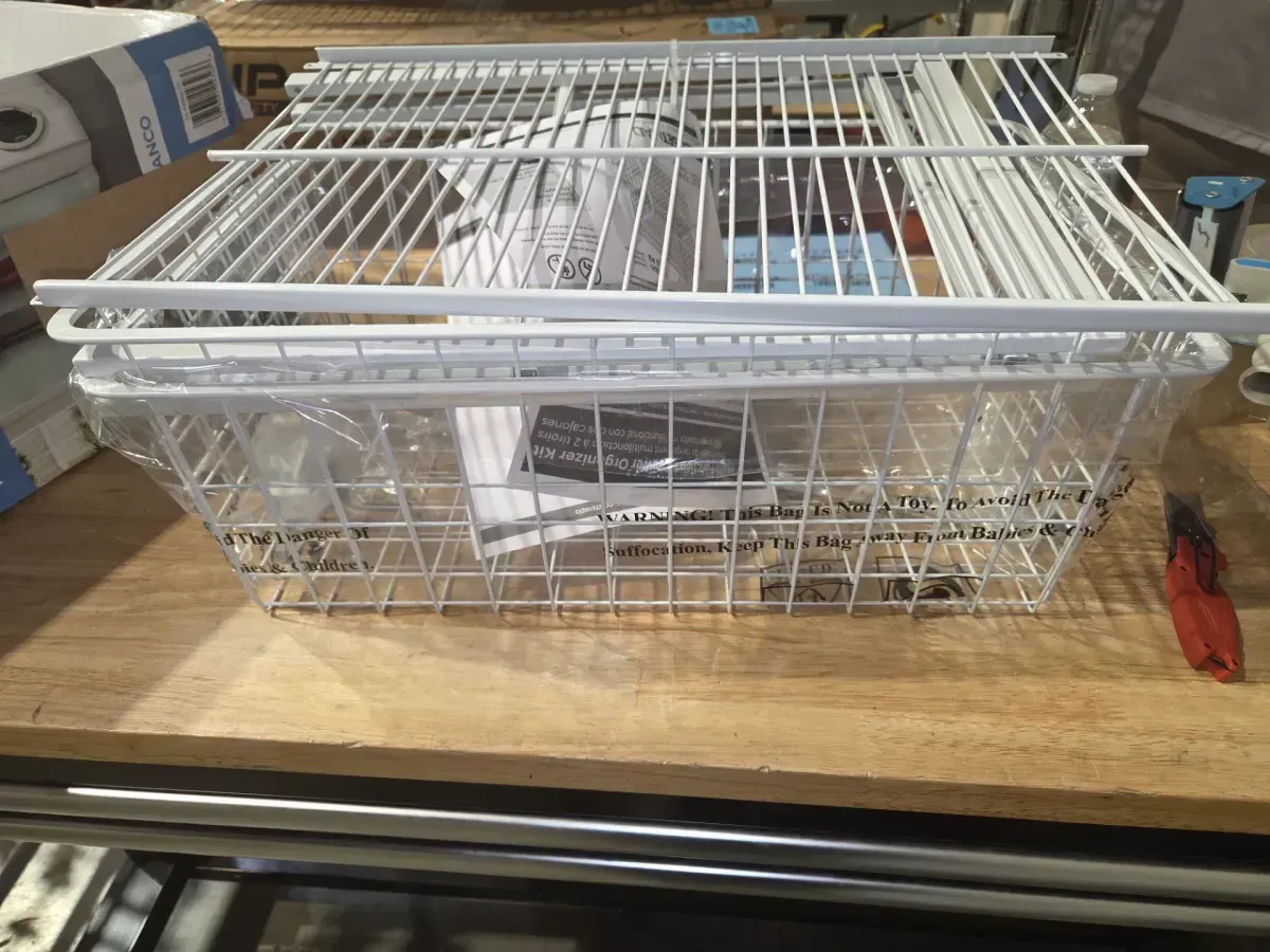 18.54 in. H x 21.75 in. W White Steel 2-Drawer Close Mesh Wire Basket - image 2