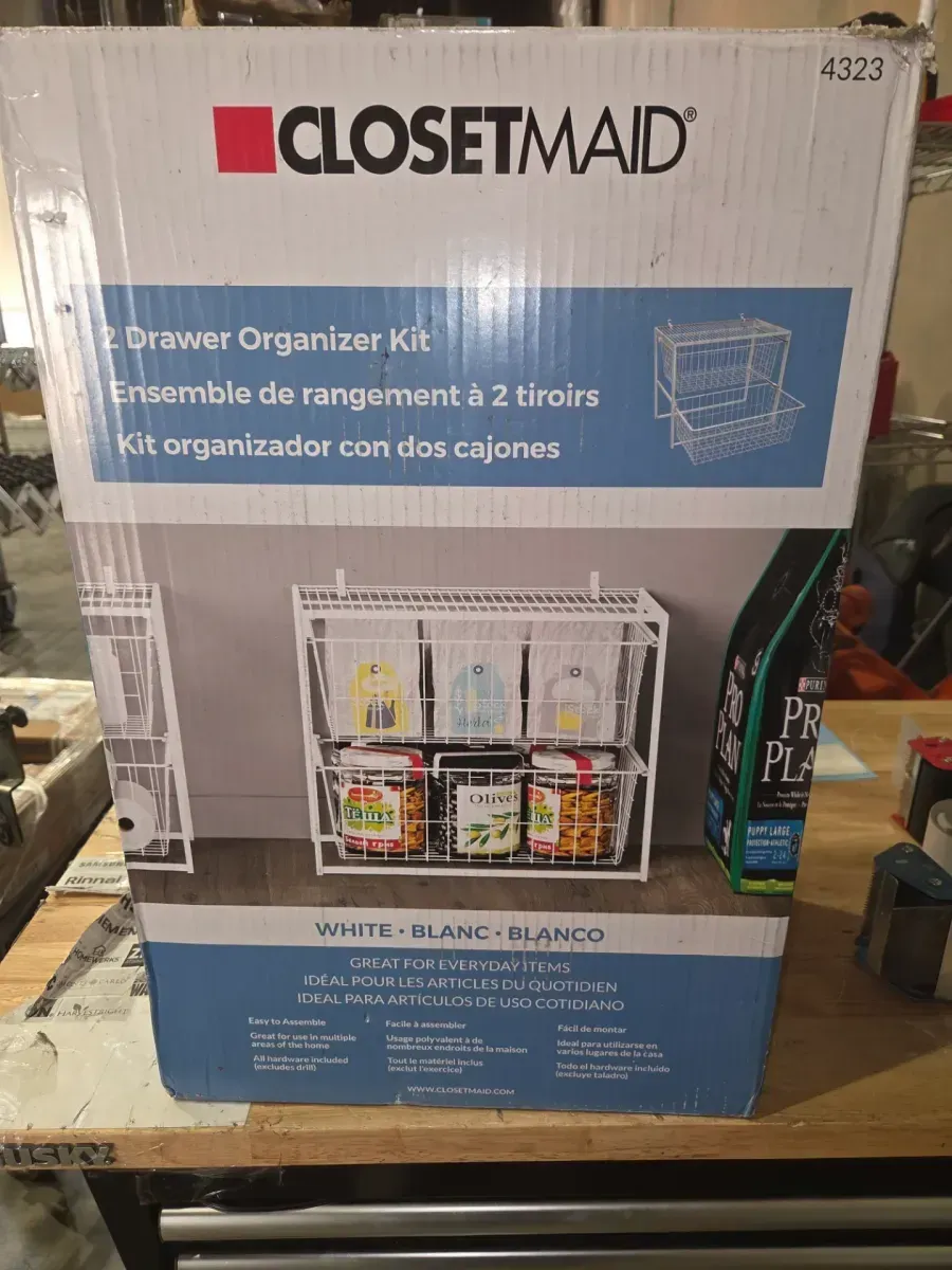 18.54 in. H x 21.75 in. W White Steel 2-Drawer Close Mesh Wire Basket - image 6