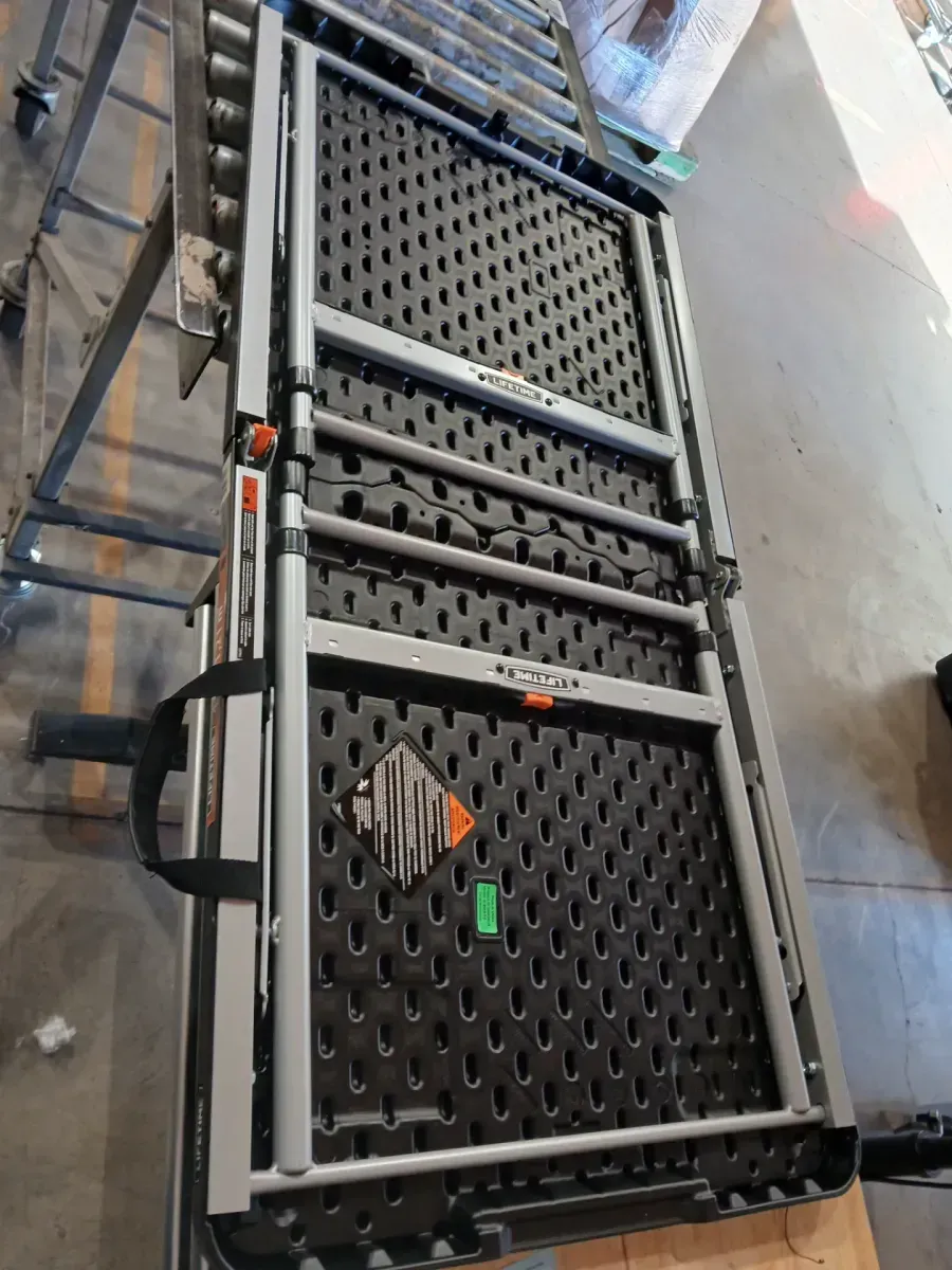 4 ft. One Hand Adjustable Height Fold-in-Half Resin Table; Black - image 4