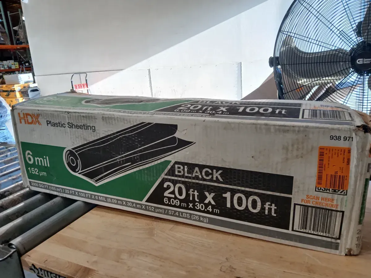 20 ft. x 100 ft. Black 6 mil Plastic Sheeting - image 3