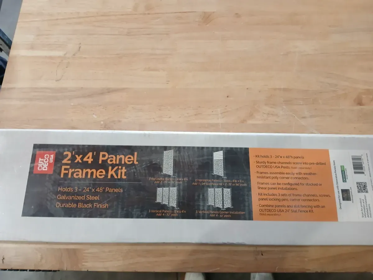 72 in. Black Galvanized Steel Adjustable Slat Fence Frame Kit - image 2