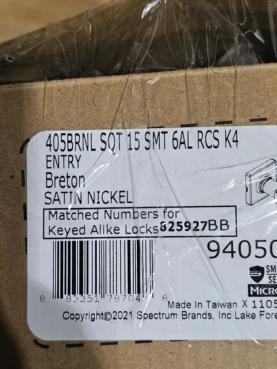 Breton Square Satin Nickel Keyed Entry Door Handle Featuring SmartKey Technology and Microban - image 4